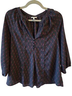 JOIE Black & Purple Printed Button-Front Blouse Womens XS